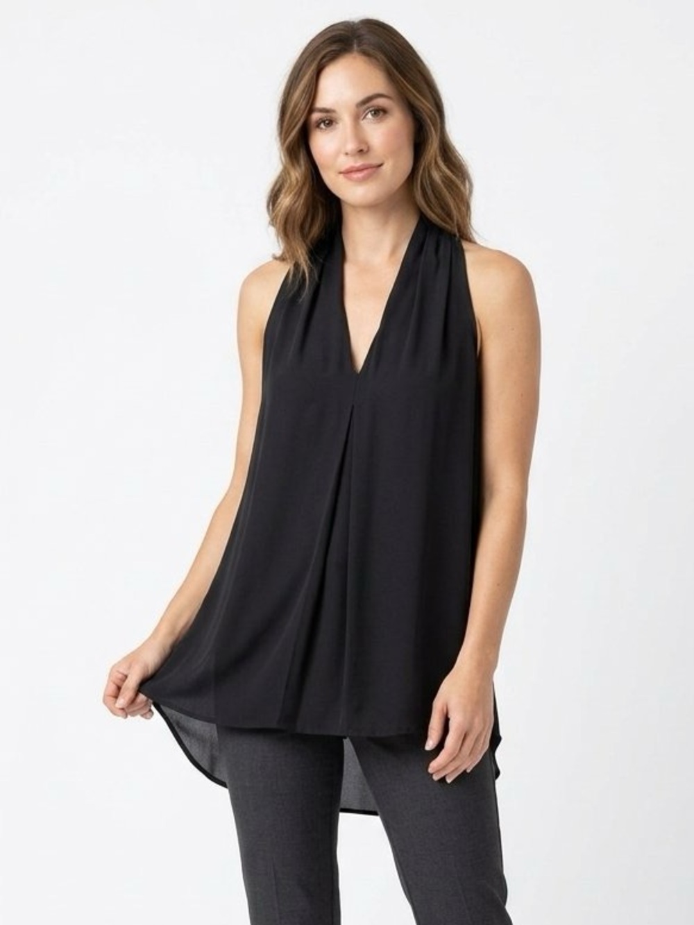 Max Studio Black Sleeveless V-Neck Tunic